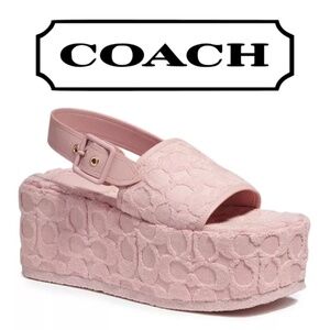 COACH Women’s Noelle Terry Cloth Platform Sandals – Blush Pink Monogram - 9.5B
